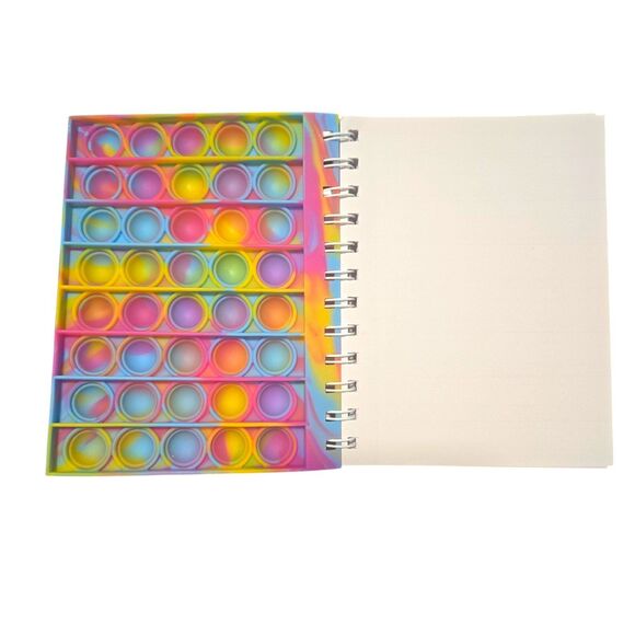Colorful Fidget Bubble Pop Notebook Tie Dye Rainbow Spiral Journal - Picture 4 of 5